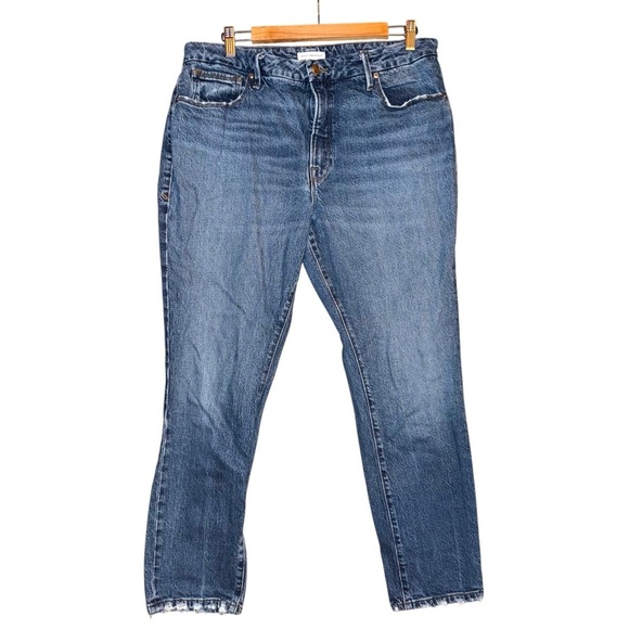 GOOD AMERICAN Good Icon Straight Leg Cropped Denim Jeans Blue Plus Size 14/32 - Picture 2 of 11